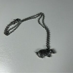 Badger Necklace Silver Tone, Pendant, Charm On Necklace, Animal, Lover